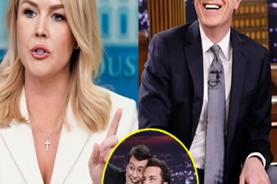 SHOCKING TV SHOWDOWN: Karoline Leavitt Hijacks Stephen Colbert’s Stage in Explosive Clash—Audience Gasped, Segment Cut Short, and TV History Was Made! What Sparked This Unbelievable Confrontation, and Why Did the