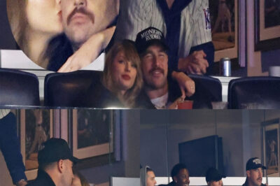 Video Taylor Swift smooches and cuddles Travis Kelce at Yankees vs. Guardians game..