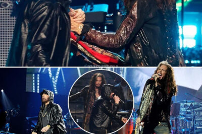 At the Rock and Roll Hall of Fame induction ceremony, Eminem stormed the stage with a performance so powerful it left the crowd in stunned silence before erupting into wild cheers. Joining forces with rock legend Steven Tyler of Aerosmith, the duo delivered an electrifying rendition of “Sing for the Moment” that sent shockwaves through the venue. Tyler’s iconic vocals collided with Eminem’s raw, relentless energy, creating a moment so unforgettable it felt like the very soul of rock and rap had come alive.