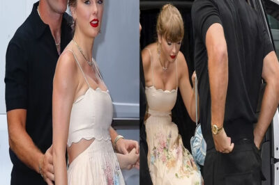 Taylor Swift and Travis Kelce made a stylish couple as they attended model Karen Elson’s wedding at Electric Lady Studios in New York… (But Taylor looked fatter)