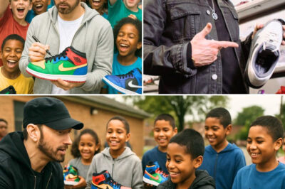 Eminem Donates 300,000 Pairs of Nike Air Jordans to Poor Kids in Detroit Within 48 Hours—But the Hidden Reason Behind This Act Has Left Fans Stunned It wasn’t for fame. It wasn’t for headlines. It all traces back to a heartbreaking moment in Eminem’s past that he’s never publicly shared… until now. A barefoot child. A haunting sentence that stayed with him for years. And a secret vow that just changed lives forever. What really pushed the Rap God to pull off one of the most generous—and mysterious—acts of his career? And could this be just the beginning of something far more personal and historic? The story behind the $10 million gift will leave you speechless…