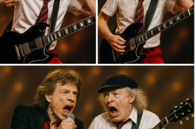 At nearly 70, Angus Young is still a bolt of lightning in a schoolboy uniform, proving age is powerless against pure rock energy. With his signature duck-walk and fiery riffs, the AC/DC legend continues to electrify arenas like it’s 1979. Night after night, Angus shreds his Gibson SG with the same wild-eyed fury, igniting crowds of all ages. He’s not just playing songs—he’s channeling the raw, untamed soul of rock ‘n’ roll itself. Fans scream, fists fly in the air, and you realize: this man is the heartbeat of AC/DC. While others slow down, Angus blazes forward, louder, faster, and more alive than ever. Rock isn’t just surviving—it’s thriving through him.
