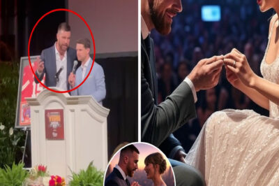 Travis Kelce asked the MC of the party to change the script so he could have a surprise proposal to Taylor Swift. However, when the moment came, Travis couldn’t find Taylor, she had disappeared from her seat! And what happened next turned a sweet and romantic party into chaos.