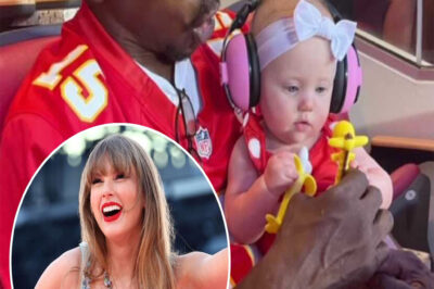 Brittany Mahomes recently posted an adorable photo of baby Golden bonding with her grandfather, Pat Ponds. In the snapshot, Golden wears headphones and gleefully bounces to the rhythm of the music. Brittany joked that with moves like that, Golden might just grow up to be the next Taylor Swift.