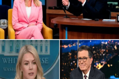 Late Show host Stephen Colbert faced a bitter outcome when he attempted to humiliate Karoline Leavitt with “direct punches.” However, with her brilliance and intelligence, Karoline Leavitt successfully countered all the attacks aimed at her. In the end, Colbert was left embarrassed and silent in the face of Leavitt’s resolute responses. The entire audience stood up to applaud her, a true warrior