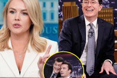 SHOCKING TV SHOWDOWN: Karoline Leavitt Hijacks Stephen Colbert’s Stage in Explosive Clash—Audience Gasped, Segment Cut Short, and TV History Was Made! What Sparked This Unbelievable Confrontation, and Why Did the Show Suddenly End? Get the Inside Scoop on the Drama That Left Viewers Stunned and Social Media in Overdrive!