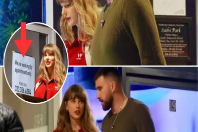 At first glance, it looked like Taylor Swift and Travis Kelce were simply enjoying a casual date on the streets—just another sweet outing for the beloved couple. But a closer look at the sign outside the building they just exited reveals this wasn’t your typical romantic stroll. In fact, the truth behind their low-key appearance might just surprise you—and could mark a major turning point in their relationship.