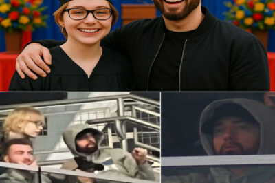 When Eminem unexpectedly walked into his child Stevie Laine’s graduation, jaws dropped. The rap icon, known for avoiding the spotlight, had quietly canceled part of his tour to be there — not as Slim Shady, but simply as “Dad.” Students gasped. Teachers teared up. And when Stevie spotted him in the crowd, the embrace said everything. In that moment, fame faded. Family came first. And a high school auditorium witnessed the most unforgettable surprise of the year.