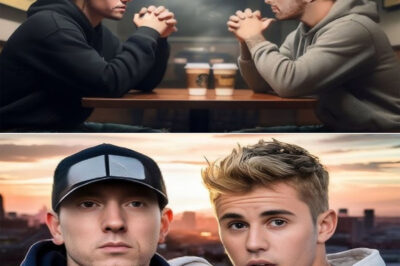 Nobody saw it coming—a raw, soul-stirring collaboration between Eminem and Justin Bieber that left listeners in stunned silence. “Even Angels Cry” isn’t just a song; it’s a revelation. With each verse, Eminem peels back the layers of pain and redemption, as if awakening to a truth larger than fame. And when Bieber’s voice rises in the chorus, it feels like a prayer in motion—one that lifts the darkness and shines a light on something greater. Suddenly, the world is asking: has Eminem just found his divine purpose?