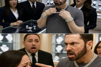 Eminem just embarrassed a jewelry store clerk who didn’t recognize him — and he didn’t hold back. Instead of just walking out, he hit her with a diss so sharp it cut through the silence of the store. ‘You don’t even know who you’re talking to?’ he allegedly snapped. Her reaction? Pure silence. Next time, maybe she’ll think twice before mistaking a legend for just another customer.
