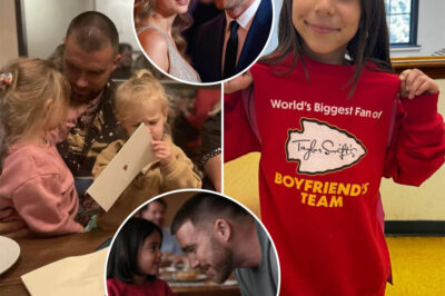 “Travis Kelce’s family dinner became more special than ever when they invited a little girl – a big fan of Taylor Swift – to join. She had met Travis at a Chiefs game and he promised to let her meet his famous girlfriend. But unfortunately, Taylor was absent at the last minute… A moment of disappointment that seemed unforgettable. However, it was Travis’s unexpected action that made everyone present tear up – and laugh because it was so adorable. After all, what did he do?”