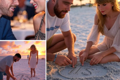 OH MY GOSH! TRAVIS KELCE CARVES TAYLOR SWIFT’S INITIALS INTO A FLORIDA BEACH, SPARKING ENGAGEMENT RUMORS! During a sunset stroll, Travis etched “TS” in the sand, leaving Swift blushing and fans buzzing: is a proposal looming?