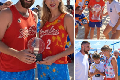 BEACH BALL BONANZA! Travis Kelce and Taylor Swift’s Kids’ Volleyball Day Takes a Wild Turn — You Won’t Believe Who Won What began as a fun-filled charity event hosted by superstar couple Travis Kelce and Taylor Swift quickly turned into an unforgettable moment when a shy 10-year-old stunned the crowd and claimed victory. But it’s not just the win that has fans buzzing — it’s what happened after the game that has everyone asking: did we just witness the rise of the next big star?
