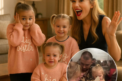 FAMILY BUZZ: Taylor Swift just melted hearts by caring for Jason Kelce’s three daughters—Wyatt, Elliotte, and Bennett—while the Kelce family was away, sharing the tender moments on Instagram. Fans went wild, calling her “a natural mom” and gushing over her nurturing side. But when the camera accidentally caught Travis Kelce’s face in the background, viewers were stunned by his unexpected reaction. What did his expression reveal… and is there trouble brewing behind the smiles?