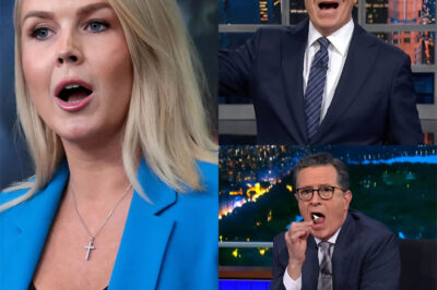 “KAROLINE LEAVITT AND STEPHEN COLBERT GET SCREAMED AT LIVE—‘YOU’RE A JOKE!’ THE CHAOTIC MOMENT THAT ENDED THE LATE SHOW WITH STEPHEN COLBERT!”
