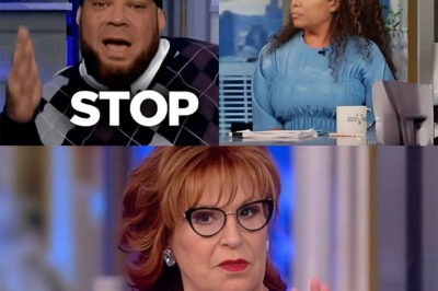 “You don’t want conversation. You want obedience. I’m not here to kneel for champagne liberals pretending to be oppressed.” That was the moment the room cracked. Tyrus didn’t just say it—he threw it like a grenade across The View’s table, shattering the polite theater of daytime television into live, unscripted chaos. The air went dead. Joy Behar scoffed. Ana Navarro bristled. Whoopi Goldberg’s smile vanished. And within seconds, the debate collapsed into a televised brawl. Sunny Hostin accused him of “performative outrage.” Tyrus shot back with steel in his voice: “I’m not here to perform—I’m here to expose what this show really is. An echo chamber dressed up as dialogue.” Joy sneered, “You’re a Fox News meme factory.” Tyrus didn’t blink. He leaned in, fists clenched on the table: “Funny, coming from someone who’s been cashing checks for decades pretending to argue with friends.” When Ana Navarro tried to cut him down, calling him “a bully with a thesaurus,” Tyrus stood up—full height, full fury. “I came here to speak. You brought me here to kneel. I’m not kneeling for anybody.” Whoopi Goldberg signaled the control room: “Cut the feed!” But the cameras kept rolling. The damage was done. The clip exploded online. Millions watched America’s culture war boil over, live and unfiltered—no edits, no rewrites, just raw political combat in prime time