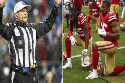 SHOCKING NEW RULE: NFL Referees Can Now Eject Players Who Kneel During the National Anthem – What Led to the Shocking Decision? In a move that is sending shockwaves through the sports world, the NFL has just given referees the power to eject players who kneel during the national anthem. The decision has stunned fans, outraged athletes, and sparked fierce debate across the country. What prompted this sudden crackdown—and is this the beginning of a major shift in how on-field protests are handled? The backlash is growing, and game day may never be the same.