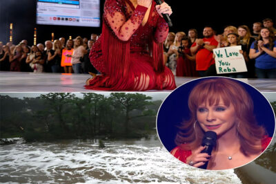 “It’s okay, Reba, it’s okay…” — The crowd fell silent as Reba McEntire collapsed mid-performance, overwhelmed by the devastating news from her native Texas. A historic storm had claimed lives, destroyed homes, and submerged the very streets where her dreams were built. As she knelt on stage, tears streaming down her face and the audience murmured words of comfort, the music faded — But what happened next has become one of the most powerful moments in country music history.