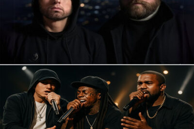 This is what Avengers: Endgame would look like if it was made of pure rap fire. Eminem just walked into a track with Lil Wayne and Kanye West—and left the place in ashes. That’s not even fair. In a time when rap collabs are as big as Hollywood blockbusters, Kanye just dropped a nuclear-level surprise on his new album Bully V1: a six-headed monster of a track featuring Eminem, Wayne, Teddy Swims, Wiz Khalifa, and Lil Baby. The song, Bad Dreams, isn’t just music—it’s a battlefield, where soul meets grit, and lyrical chaos reigns. Every verse hits like a punch, every hook like a siren, and by the end, you’re not sure whether to replay it… or recover from it.