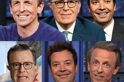 When The Late Night Avengers Assembled — And Changed Television Forever It wasn’t just another episode of The Late Show — it was a late-night crossover that no one saw coming. Jimmy Fallon, Seth Meyers, John Oliver, and Jon Stewart all took to Stephen Colbert’s stage in an explosive moment that instantly made television history. But it wasn’t about ratings or competition — it was about unity, loyalty, and a powerful message to the industry. What sparked this unprecedented alliance? And what’s really going on behind the scenes that brought these five comedy giants together? The answer may reveal a side of late-night television you’ve never seen before.