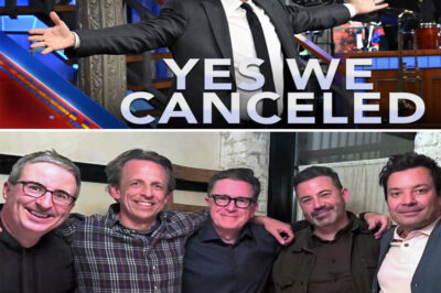 Late-Night Shockwave: Rivals Reunite on Colbert’s Stage After His Show’s Abrupt Cancellation In an unexpected moment, Stephen Colbert’s stage became the site of a historic late-night alliance. Former rivals—some of the biggest names in comedy—came together after Colbert’s abrupt cancellation, making for a night that was more of a statement than a performance. What brought these rivals together, and what has the industry buzzing about it? This unprecedented reunion could change late-night television forever.