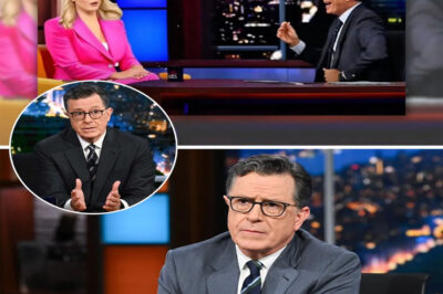 “THE JOKE THAT TURNED INTO A NIGHTMARE…” — On His First Podcast, Stephen Colbert Mocked Karoline Leavitt With A Cutting Line: ‘A doll will always have someone to hold her up.’ The audience laughed — until the room went cold. Within minutes, Colbert was asked to leave, the deal collapsed, and the silence was deafening. But the true shock wasn’t his humiliation… it was the chilling reveal of Nicolas’s real identity — a truth so powerful it erased everything in a single night. Now the question burning everywhere is simple: Who is Nicolas… and how did he turn Colbert’s laughter into fear?