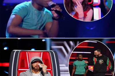 A 17-year-old Black teenager, who’d been rapping along to Eminem since he was 4 years old, walked onto The Voice stage with nothing but a dream and “Mockingbird” on his lips. His nerves were shaking, but his heart was on fire. The moment he opened his mouth, the room fell silent. Every word hit like thunder—real, raw, and full of pain and pride. You could see it in the judges’ eyes: this wasn’t just talent. This was truth. One judge was so moved, they couldn’t even speak at first—just wiped away tears before whispering, “You are the Black version of Slim Shady.” The crowd erupted, but the moment that sealed it came later, when cameras caught a tear quietly sliding down Eminem’s face as he watched from backstage. That wasn’t just approval—that was a lifetime of respect. In that moment, the kid didn’t just win the stage. He won over the very man who taught him how to use his voice.