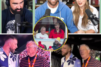 Taylor Swift gives an update on her father’s health after his major heart surgery on Travis Kelce’s podcast — and how Travis’s message to dad Scott was answered by his “future father-in-law” with three interesting words.