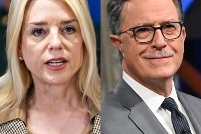SHOCK TV: Pam Bondi took Stephen Colbert by surprise on The Late Show with a brutal and unexpected response that left him knocked out cold. The audience gasped, producers reportedly struggled behind the scenes, and the segment quickly went off script. But it was what Bondi said—and Colbert’s stunned reaction—that had everyone replaying the moment.