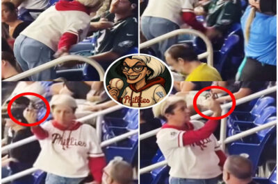 “Chaos in the Stands: New Footage Reveals Phillies Karen’s Explosive Meltdown—Foul-Mouthed Tirade, Middle Fingers Flying, and Children Caught in the Crossfire as Her Partner Looks On in Disbelief!”