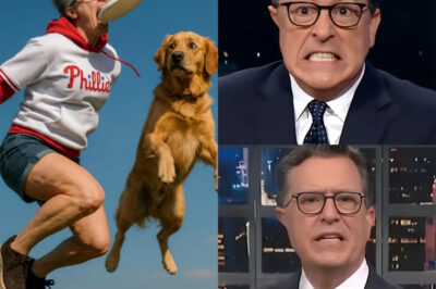 “Stephen Colbert mercilessly mocks ‘Phillies Karen’ after she was caught stealing a flying disc from Air Bud on her day off: ‘Bad girl! Even dogs deserve more respect than that’”