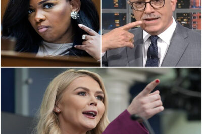 Tensions boiled over when Karoline Leavitt clashed with Jasmine Crockett on The Late Show with Stephen Colbert — a confrontation so fiery it ended with Crockett being forced off set. But the real twist came moments later, when Leavitt stunned millions of viewers with an on-air move no one could have predicted: a public slap delivered to herself, live on national television. What drove her to do it — and why?