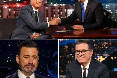 National television was thrown into chaos when Stephen Colbert delivered a fiery on-air defense of Jimmy Kimmel after ABC suspended him over explosive remarks about Charlie Kirk. The studio fell into stunned silence as Colbert dropped an eight-word declaration that instantly went viral: “I argue to expose the truth, not to entertain.” The moment split America in two — fans hailing him as a truth warrior, critics calling for his firing. Now, the question looms: what fallout will this trigger for Colbert, Kimmel, and the future of late-night TV?