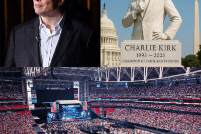 When Elon Musk appeared at Charlie Kirk’s memorial service, the entire stadium exploded with tears and applause. The richest man in the world couldn’t hold back his tears