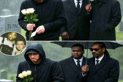 Eminem’s private visit to Tupac’s grave took an unexpected turn that left even 50 Cent and Snoop Dogg speechless. A hidden keepsake, tucked away for years, was waiting just for him — and its message revealed a final wish Tupac never got to see fulfilled. As Eminem fought back tears beside his longtime friends, the hip-hop world was left buzzing with one question: what exactly was written in that faded envelope, and why has it shaken the industry to its core?