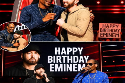 “STOP THE SHOW — THAT’S EMINEM!!!” — Snoop Dogg FREEZES The Voice Mid-Taping to Send Birthday Shoutout… Then the Studio ERUPTS as Eminem Himself Unexpectedly Appears for a Shocking On-Stage Rap Collaboration That Shakes Hollywood!It started like any other episode — until Snoop Dogg suddenly stopped the cameras. The audience thought it was a joke when he said, “Hold up… today’s my brother Slim Shady’s birthday.” But seconds later, the impossible happened. The lights dropped. The crowd fell silent. And then — Eminem himself walked out on stage. No announcement. No warning. Just the living legend, standing in The Voice studio with a mic in hand. Snoop burst out laughing, shouting, “He’s really here, y’all!” as the two icons launched into an explosive, impromptu rap performance that left every coach on their feet — Reba, John Legend, and Chance included. The entire room shook with energy. Fans online are calling it “the greatest surprise in The Voice history” — a birthday moment so powerful, it brought the internet to a standstill.  Watch the jaw-dropping moment Eminem’s surprise appearance turned The Voice into a birthday celebration no one will ever forget.