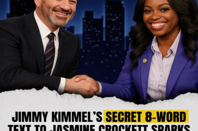 SH0CKING TURN OF EVENTS: Jimmy Kimmel’s SECRET 8-WORD TEXT to Jasmine Crockett After His Show’s Sudden Ban Ignites Nationwide Outrage, Sparks Unprecedented Political Debate, Sets Social Media Ablaze, Leaves Hollywood Stunned, Millions Speculating on Hidden Meanings, and Could Forever Change the Late-Night TV Landscape in Ways No One Saw Coming — Discover Exactly What Was Said and Why It Has the Entire Nation Talking Nonstop!