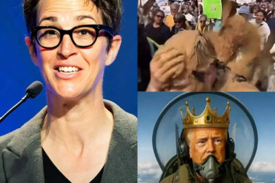 RACHEL MADDOW CRITICIZES T.R.U.M.P’S BIZARRE “KING T.R.U.M.P” VIDEO — A CROWN, A JET, AND A BROWN LIQUID SPRAYED ON PROTESTERS…