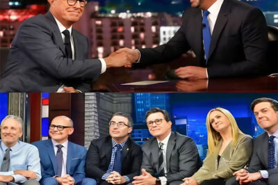 “THE LATE-NIGHT REBELLION BEGINS!” Nobody saw it coming — Jimmy Kimmel and Stephen Colbert, the once sworn rivals of late-night TV, have joined forces in a shocking alliance that could destroy network television as we know it…