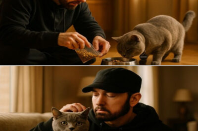 “Shady Jr.?” Eminem’s Hidden Heartbreak Explodes Online as Leaks Reveal Rap Icon Secretly Adopted a Kitten — Fans Say the Name Isn’t Cute, It’s a Cry for Help From the Broken Boy Inside Slim Shady!The internet is in meltdown after whispers from behind closed doors leaked that Eminem has quietly adopted a gray kitten and, in a move no one expected, named it “Shady Jr.” — a decision that fans say is far more than a quirky joke. Some call it the sweetest twist of fate, proof that the hardest man in rap has finally found softness. Others claim it’s a raw confession, a mirror of the lonely child Marshall Mathers once was, hidden behind the armor of Slim Shady. Now, millions are asking: is the rap god’s newest family member just a pet… or the key to understanding the most vulnerable secret of his life?