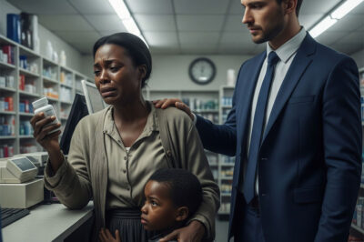 Poor black mother cries because she doesn’t have enough money to buy medicine for her child – Billionaire standing behind her says: “Come with me”…