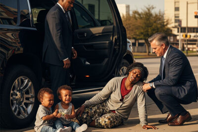 Homeless black woman collapsed on the side of the road, her two-year-old twins cried in despair just as a billionaire passed by and the ending…