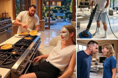 INSIDE SCOOP: Travis Kelce Caught Flipping Pancakes in an Apron While Taylor Swift Lounges in a $5B Mansion—But the Truth Behind Their Private Life Will Shock You. Forget the red carpets and stadium lights—behind the walls of their ultra-luxurious home, Kelce has taken on an unexpected role that fans can’t stop talking about. With memes flooding the internet and whispers of a hidden routine, the question remains: is this quirky domestic life just playful fun, or does it reveal something much deeper about their relationship?