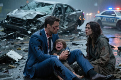 Homeless Girl Saves a Millionaire and His Child from a Rain-Drenched Accident—But One Word He Says to Her Startles Her