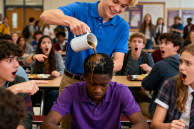 Bully Pours Coffee Over the New Black Student – Unaware He’s a Taekwondo Champion…  The cafeteria at Lincoln High School in Chicago buzzed with noise as students lined up for their morning drinks and bagels. Among them was Marcus Johnson, a sixteen-year-old transfer student from Atlanta. Marcus was tall, lean, and carried himself with quiet confidence. He had moved in with his aunt after his mother accepted a demanding nursing job that kept her traveling across the country. While Marcus was used to adjusting to new schools, he knew that being the “new kid” often meant unwanted attention.