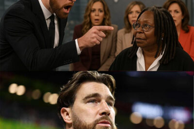 The second Whoopi Goldberg screamed, “CUT IT! GET HIM OFF MY SET!”—it was already too late. Travis Kelce had just turned The View into ground zero for live-television chaos, and every camera was rolling. “YOU DON’T GET TO LECTURE ME FROM BEHIND A SCRIPT!” he shot back, finger aimed squarely at Joy Behar after a sharp jab at his beliefs.