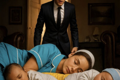 The millionaire came home at midnight — and froze when he saw the housekeeper asleep next to his twins.