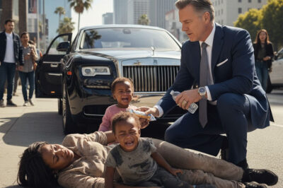 Homeless black woman collapsed on the side of the road, her 2 year old twins cried in despair until a billionaire walked by and did this…