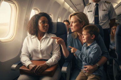 A racist mother demanded that a Black woman give up her seat by the door for her son — but the pilot’s reaction left everyone stunned…