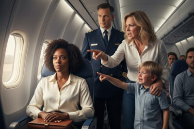 A racist mother demanded that a Black woman give up her seat by the door for her son — but the pilot’s reaction left everyone stunned…
